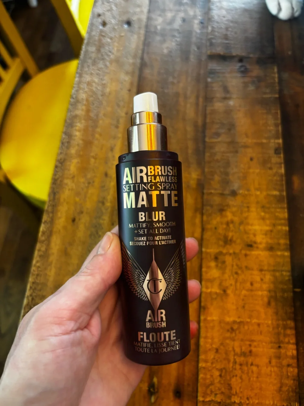 Charlotte Tilbury Matte Blur Setting Spray in Black and Gold